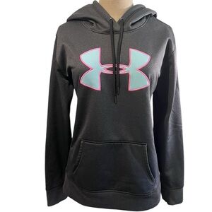 Under Armour Gray Hoodie with Pink and Blue Logo